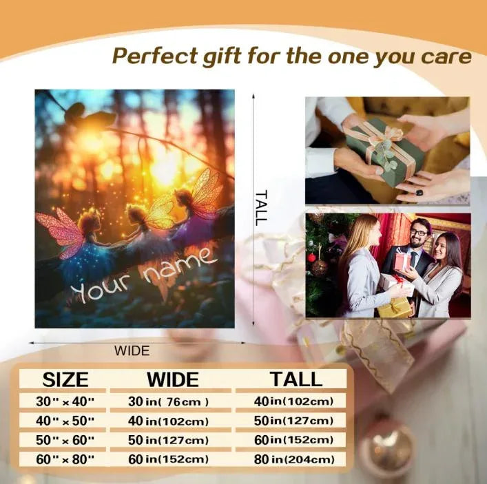 Personalized Fairy Blanket: Enchanted Wonderland Fantasy Throw - Dream Dragons