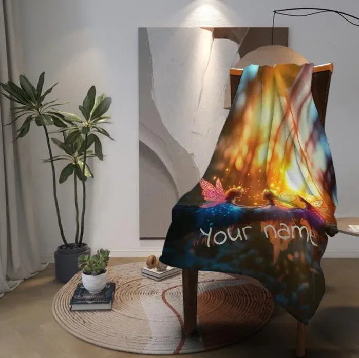 Personalized Fairy Blanket: Enchanted Wonderland Fantasy Throw - Dream Dragons