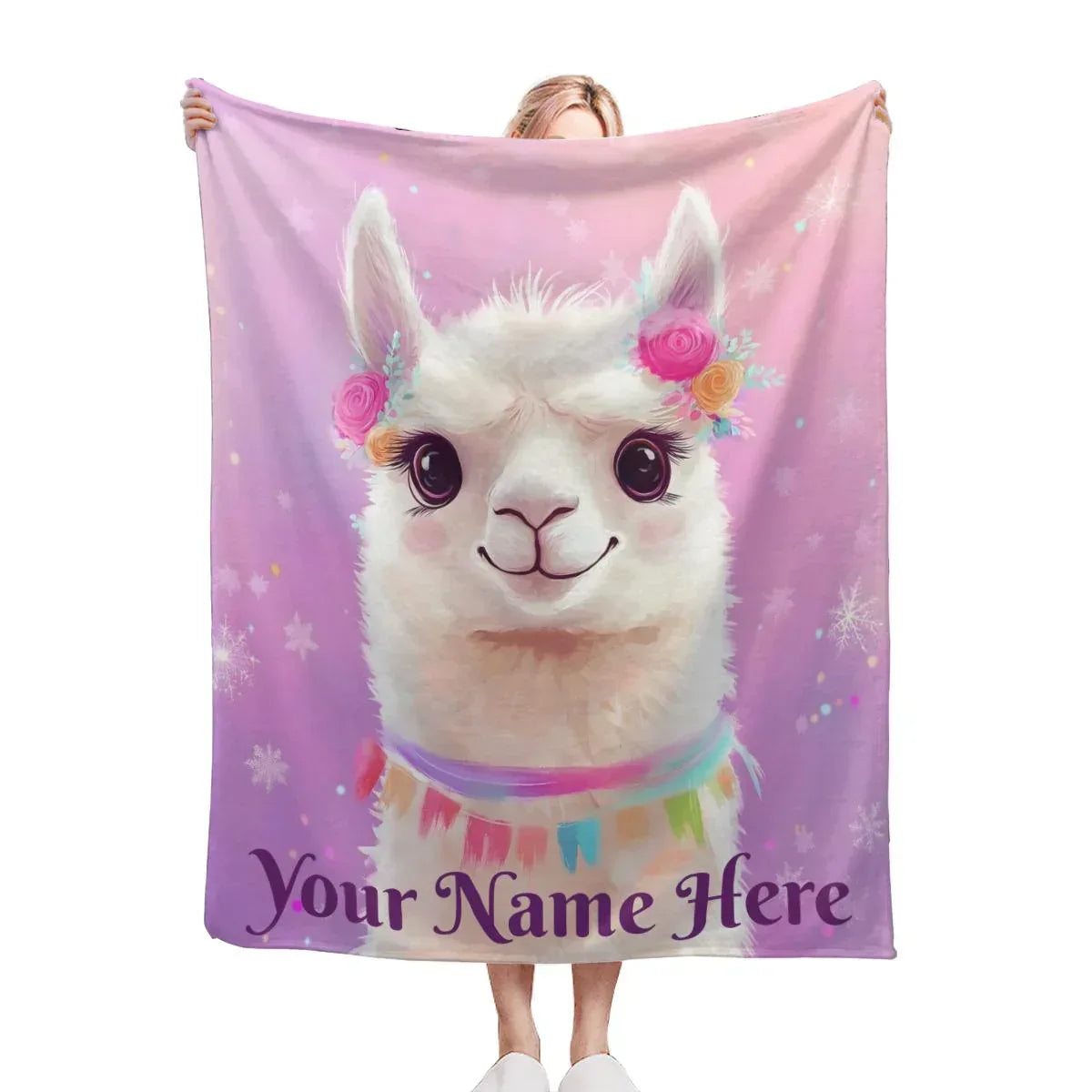 Personalized Llama Fleece Blanket: Alpaca Custom Name Throw - Dream Dragons
