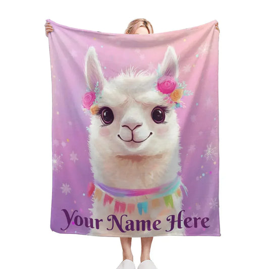 Personalized Llama Fleece Blanket: Alpaca Custom Name Throw - Dream Dragons
