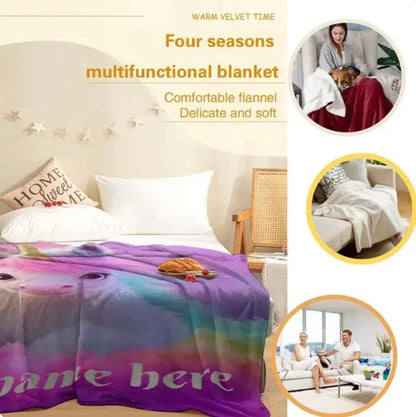 Personalized Unicorn Blanket: Pink T21 Awareness Fleece Throw - Dream Dragons