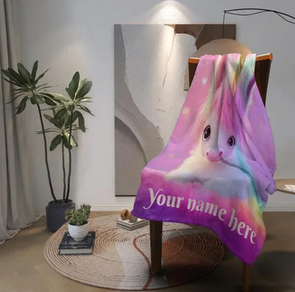 Personalized Unicorn Blanket: Pink T21 Awareness Fleece Throw - Dream Dragons