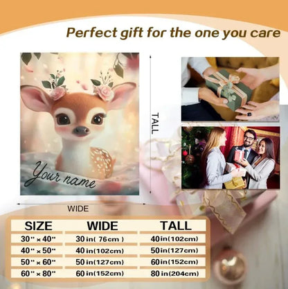 Personalized Forest Deer Blanket: Whimsical Nature Throw - Dream Dragons