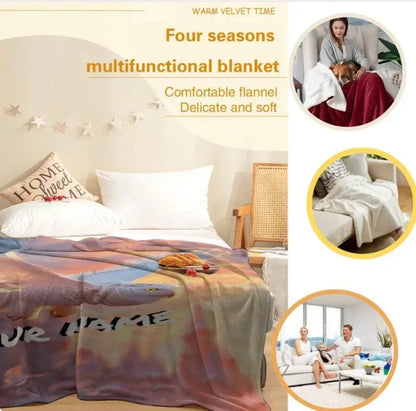 Personalized Wizard Owl Flannel Blanket: Enchanted Castle Fleece Throw, Soft Custom Name Gift Bird - Dream Dragons