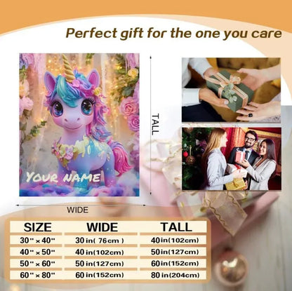 Personalized Unicorn Blanket: Soft Flannel Fleece Throw, Magical Name Gift - Dream Dragons