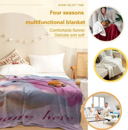 Personalized Unicorn Fleece Blanket: Magical Flannel Fleece Throw, Pink Name Gift - Dream Dragons