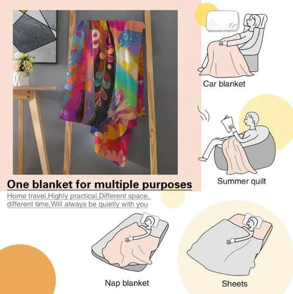 Customizable Sloth Blanket: Tropical Floral Art Flannel Throw - Dream Dragons