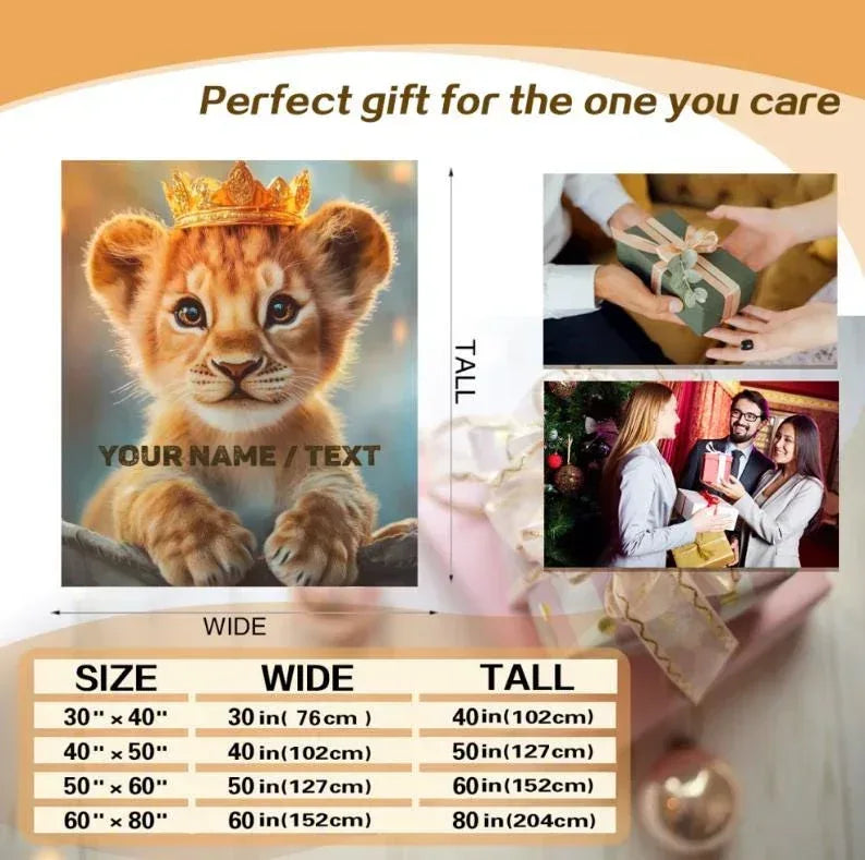 Customizable Lion King Baby Blanket: Simba Cub Keepsake Throw, Flannel Fleece Name Gift - Dream Dragons