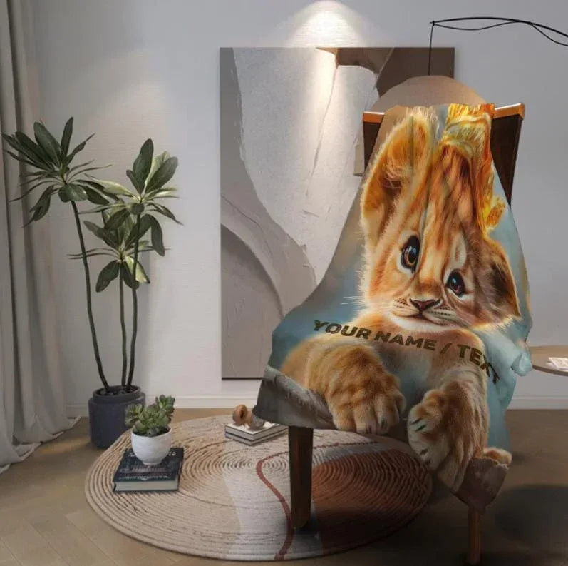 Customizable Lion King Baby Blanket: Simba Cub Keepsake Throw, Flannel Fleece Name Gift - Dream Dragons