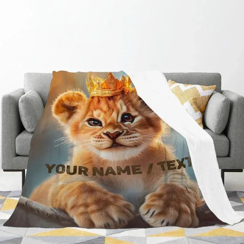 Customizable Lion King Baby Blanket: Simba Cub Keepsake Throw, Flannel Fleece Name Gift - Dream Dragons