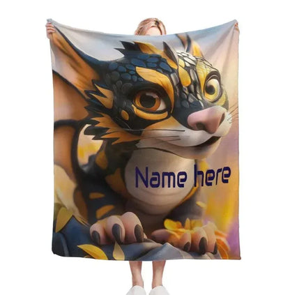 Personalized Dragon Blanket: Mythical Creature Dino Flannel Fleece Throw - Dream Dragons