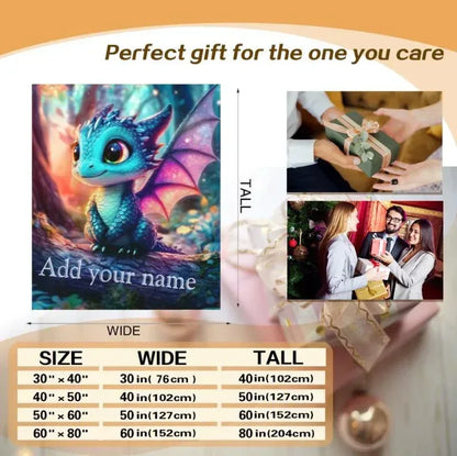 Personalized Dragon Blanket: Magical Flannel Fleece Throw, Super Soft Name Gift - Dream Dragons