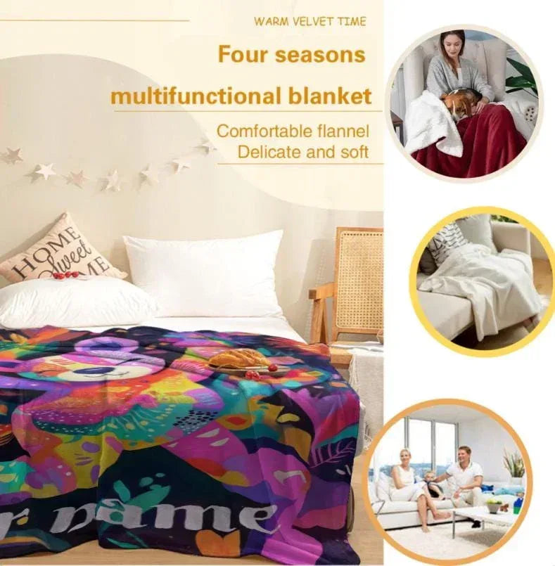 Personalized Teddy Bear Blanket: Patchwork Maximalist Throw - Dream Dragons