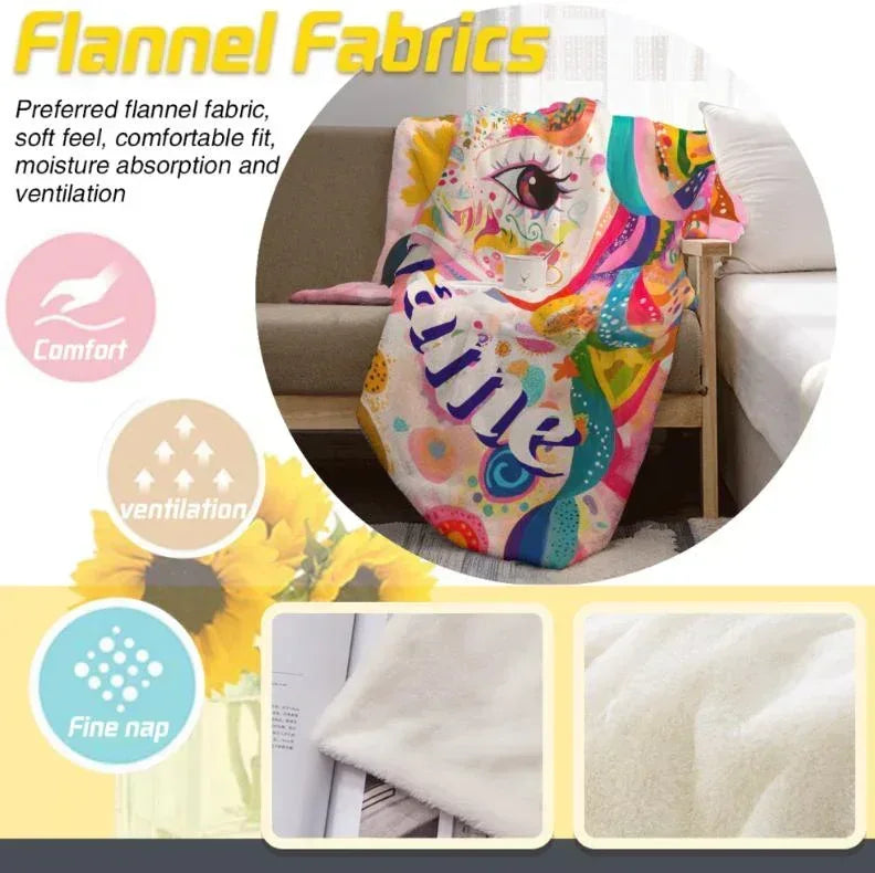 Personalized Unicorn Blanket with Name - Dreamy Soft Fleece Throw for Kids and Adults - Dream Dragons