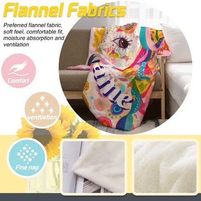 Personalized Unicorn Blanket with Name - Dreamy Soft Fleece Throw for Kids and Adults - Dream Dragons