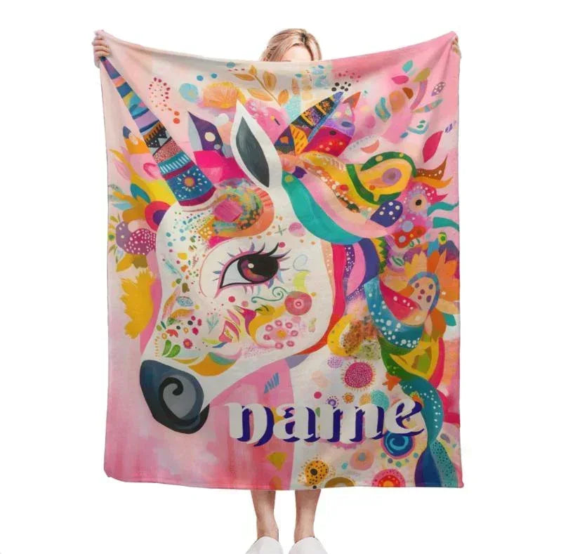 Personalized Unicorn Blanket with Name - Dreamy Soft Fleece Throw for Kids and Adults - Dream Dragons