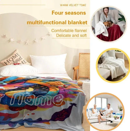 Personalized Dragon Blanket: Vibrant Fantasy Flannel Fleece Throw, New year Dragon - Dream Dragons