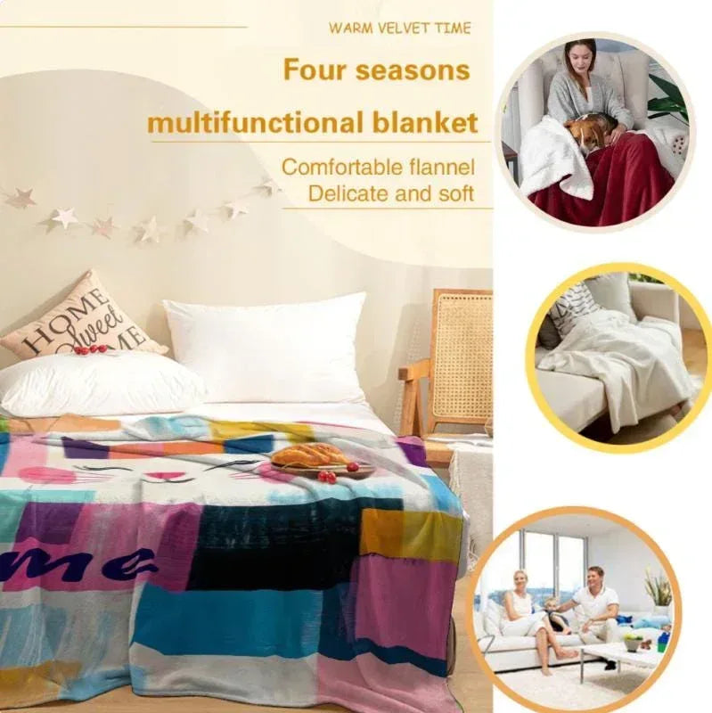 Personalized Cat Blanket: Warm, Playful Kitten Patchwork Fleece Throw, Meow, Super Soft Name Gift - Dream Dragons