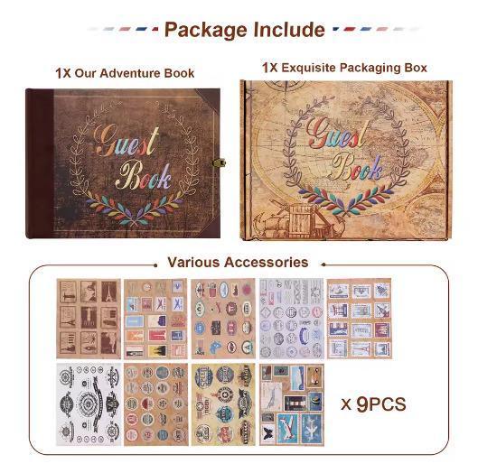 Vintage Wedding Guest Book: Retro Kraft Album with Keepsake Box, Marriage Photo Memory Book - Dream Dragons