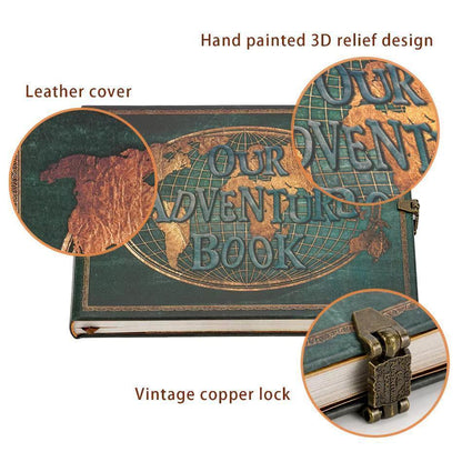 Our Adventure Book: Retro Leather Travel Photo Album, Scrapbook, Image Memory Journal, Keepsake Diary - Dream Dragons