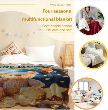 Personalized Teddy Bear Plush Blanket: Dreamy Stars, Flannel Fleece Throw, Super Soft Name Gift - Dream Dragons