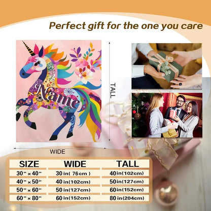 Personalized Unicorn Blanket: Vibrant Fantasy Flannel Fleece Throw, Pink and Super Soft - Dream Dragons
