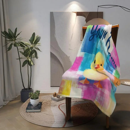 Personalized Baby Duck Blanket: Soft Microfiber, Colorful Duckling Chick Farm, Super Soft Name Gift - Dream Dragons