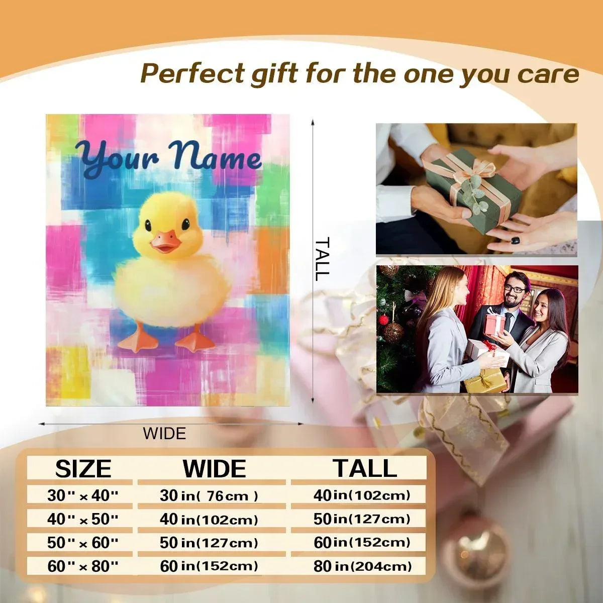 Personalized Baby Duck Blanket: Soft Microfiber, Colorful Duckling Chick Farm, Super Soft Name Gift - Dream Dragons