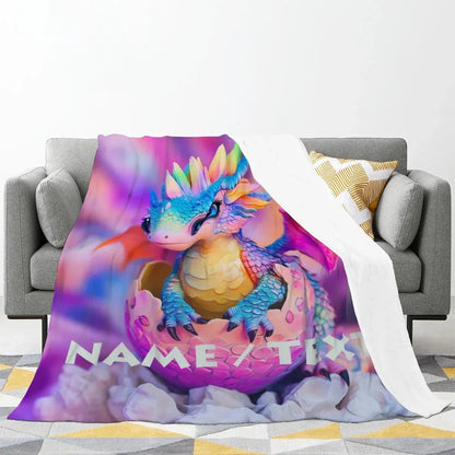 Personalized Dragon Egg Hatch Blanket: Magical Baby Dragon, Super Soft Name Gift - Dream Dragons