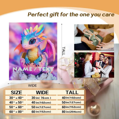 Personalized Dragon Egg Hatch Blanket: Magical Baby Dragon, Super Soft Name Gift - Dream Dragons