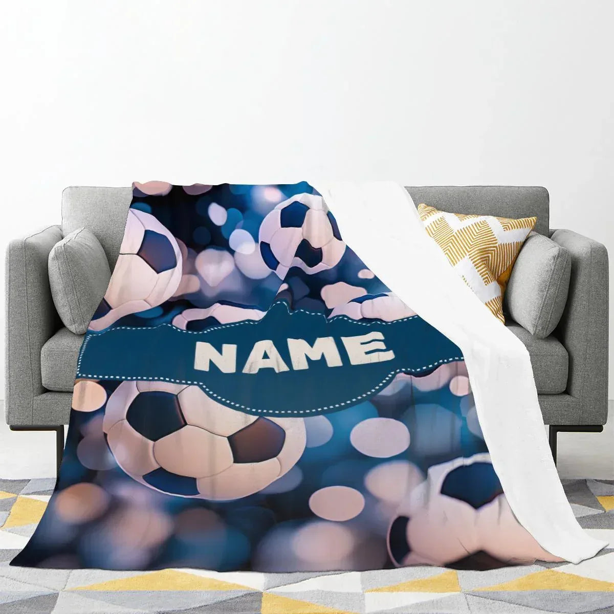 Personalized Football Blanket: Soft Microfiber Flannel Fleece Throw for Soccer Fans, Sport Name Gift - Dream Dragons