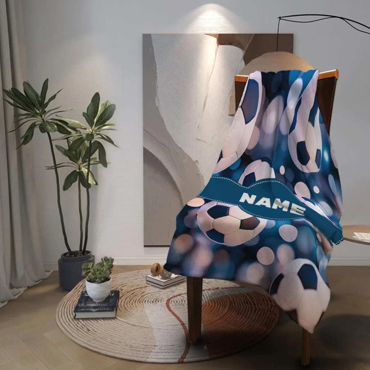 Personalized Football Blanket: Soft Microfiber Flannel Fleece Throw for Soccer Fans, Sport Name Gift - Dream Dragons