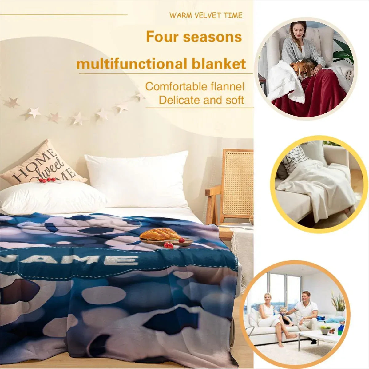 Personalized Football Blanket: Soft Microfiber Flannel Fleece Throw for Soccer Fans, Sport Name Gift - Dream Dragons