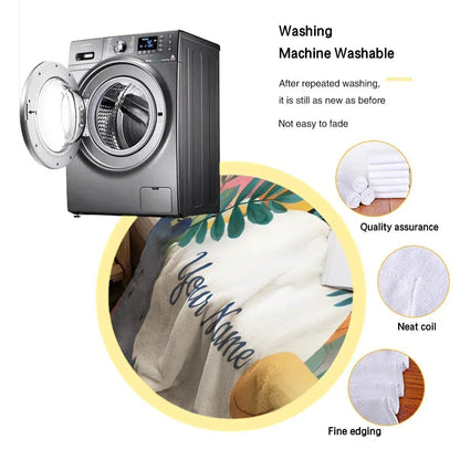 Personalized Safari Animal Blanket: Jungle Lion Elephant Giraffe Flannel Fleece Throw, Soft Name Gift - Dream Dragons