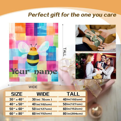 Personalized Bee Blanket: Patchwork Nursery Fleece Throw - Dream Dragons