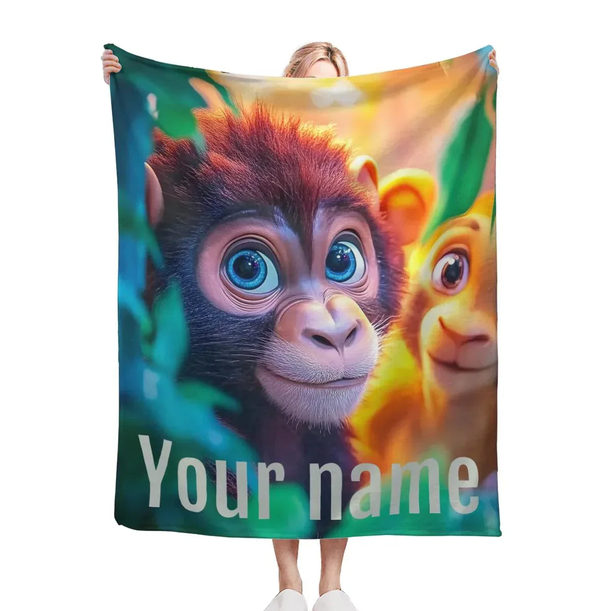 Personalized Monkey Jungle Animal Blanket: Soft Fleece Safari Ape Throw, Super Soft Name Gift - Dream Dragons