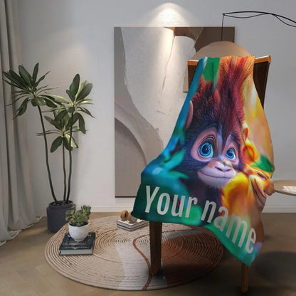 Personalized Monkey Jungle Animal Blanket: Soft Fleece Safari Ape Throw, Super Soft Name Gift - Dream Dragons