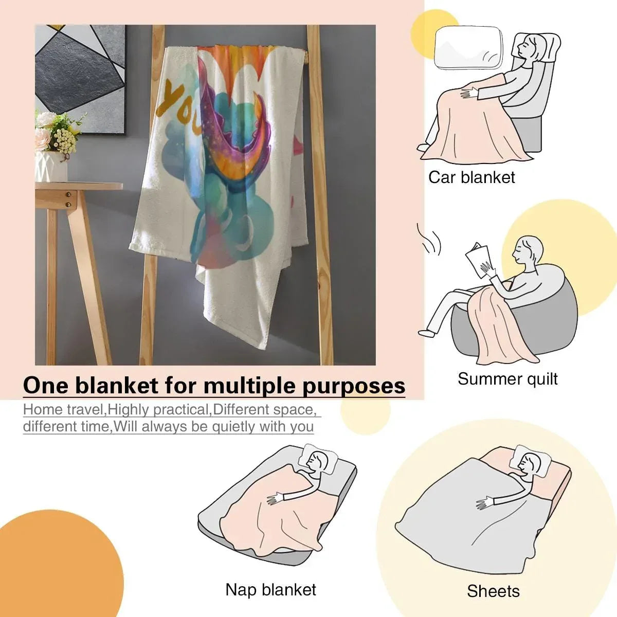 Personalized Girl Dragon Blanket: Soft Flannel Fleece Throw, Magical Name Gift - Dream Dragons