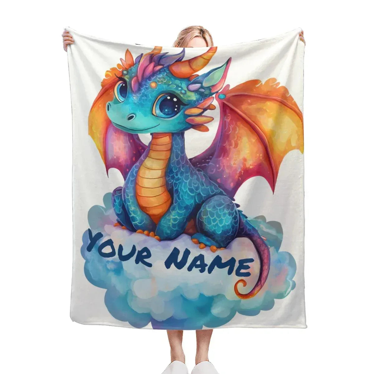Personalized Dragon Blanket: Soft Flannel Fleece Dino Throw, Super Soft Name Gift - Dream Dragons