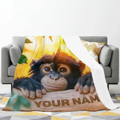 Personalized Baby Chimpanzee Blanket: Jungle Nursery Throw, Super Soft Name Gift - Dream Dragons