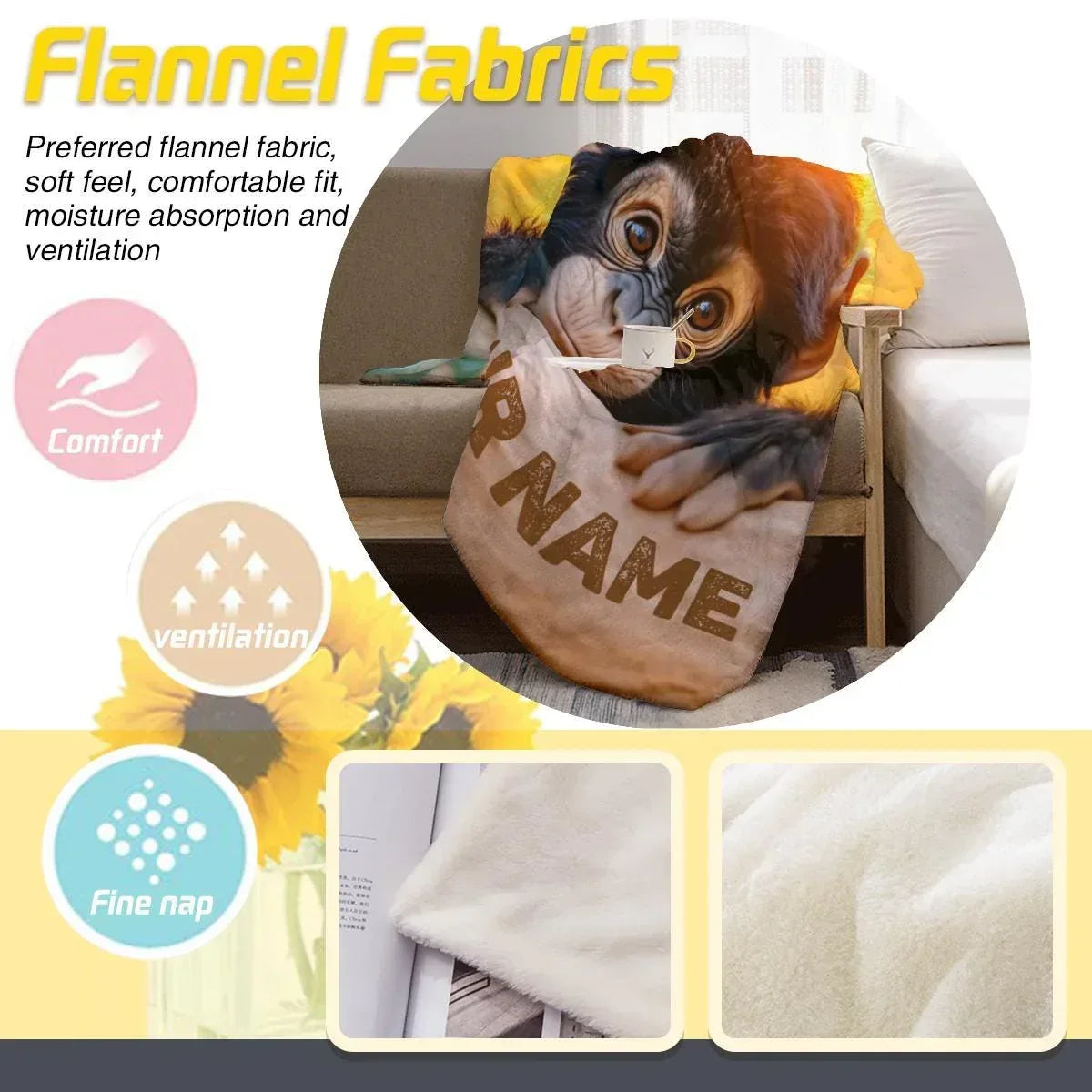 Personalized Baby Chimpanzee Blanket: Jungle Nursery Throw, Super Soft Name Gift - Dream Dragons