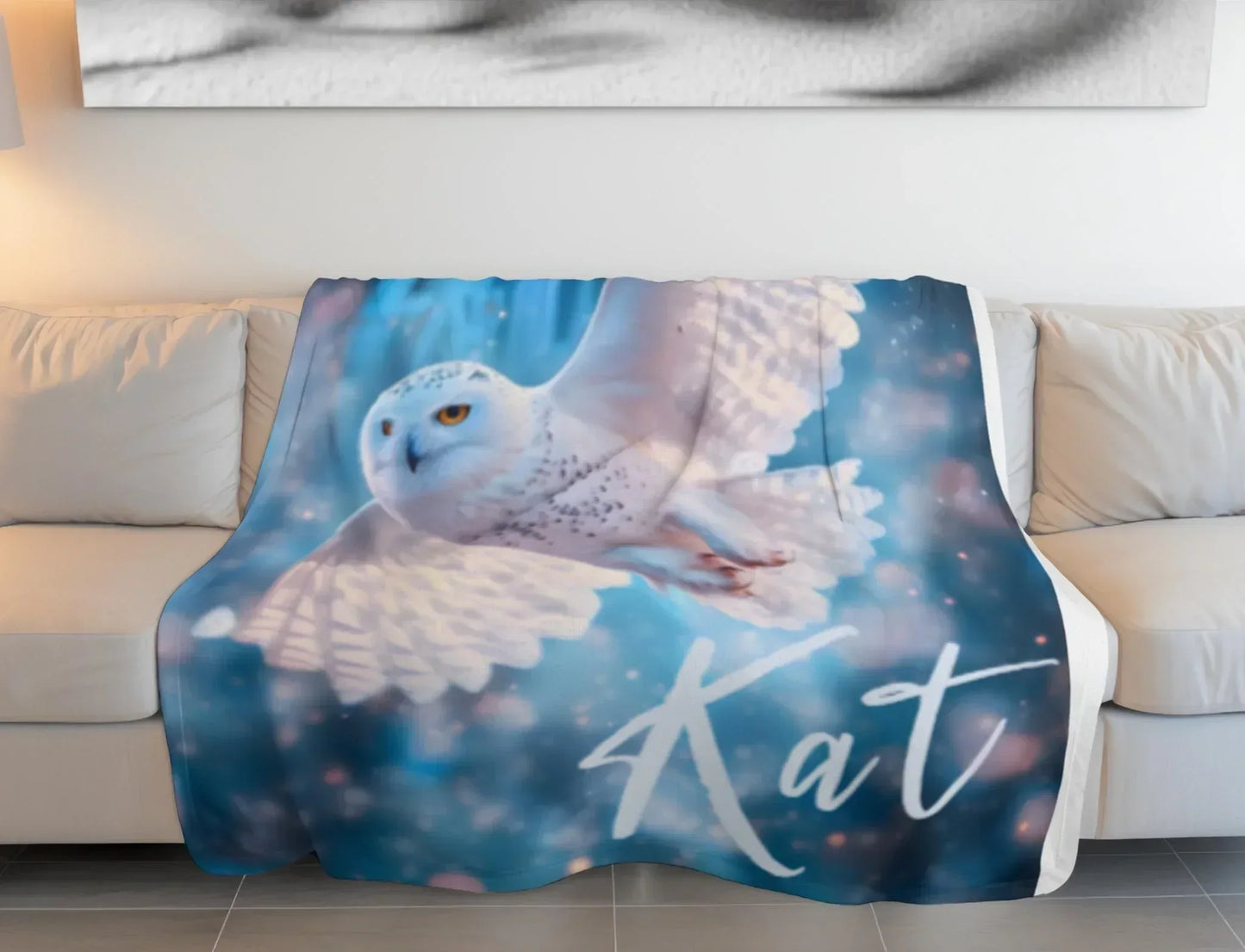 Personalized Wizarding Owl Blanket: Harry Potter Theme, Custom Flannel Fleece Name Throw - Dream Dragons