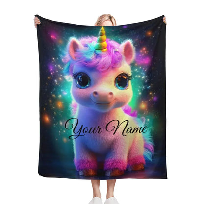 Personalized Cosmic Unicorn Blanket: Magical Galaxy Flannel Fleece Throw, Super Soft - Dream Dragons