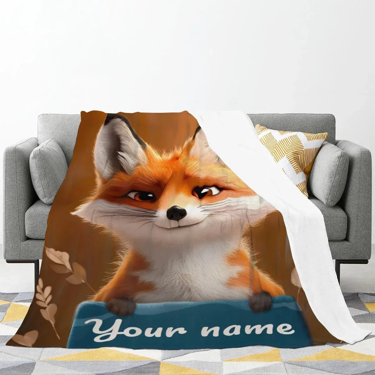 Personalized Fox Blanket: Enchanted Forest Flannel Fleece Throw, Kids Name Gift - Dream Dragons