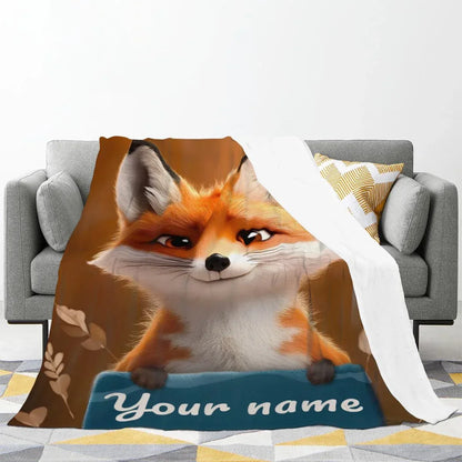 Personalized Fox Blanket: Enchanted Forest Flannel Fleece Throw, Kids Name Gift - Dream Dragons
