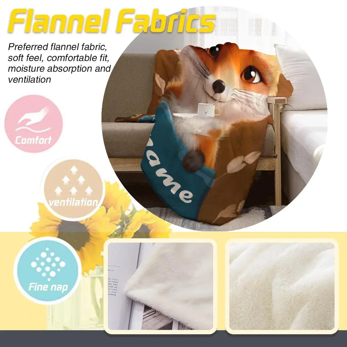 Personalized Fox Blanket: Enchanted Forest Flannel Fleece Throw, Kids Name Gift - Dream Dragons