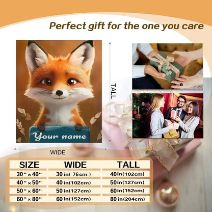 Personalized Fox Blanket: Enchanted Forest Flannel Fleece Throw, Kids Name Gift - Dream Dragons