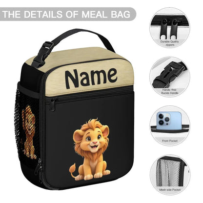Personalized Lion Kids School Set: Backpack, Lunch Tote & Pen Pouch, Name Gift - Dream Dragons