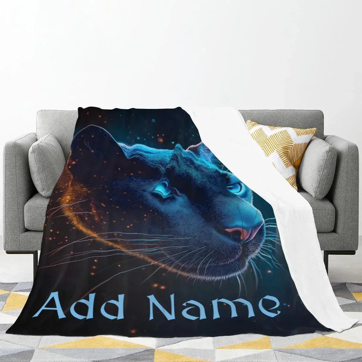 Personalized Black Panther Blanket: Cosmic Starry Night Soft Throw, Soft Flannel Fleece - Dream Dragons