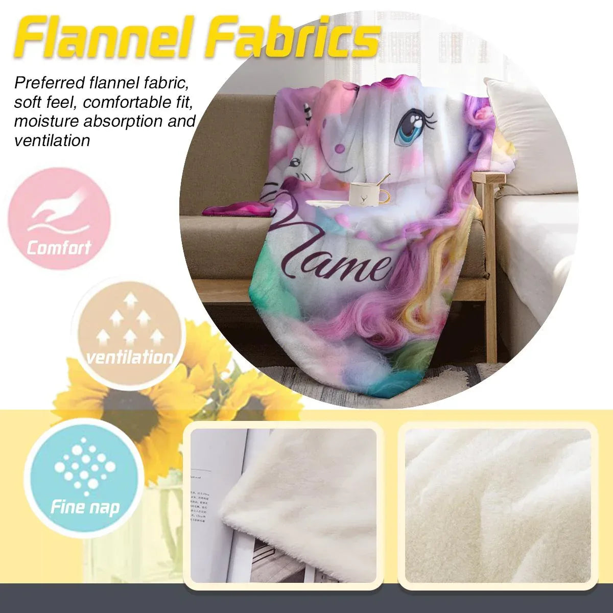 Personalized Hello Kitty Unicorn Blanket: Flannel Fleece Throw, Super Soft Name Gift - Dream Dragons
